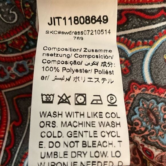 SHEIN Mini Dress Crisscross Tie Back Paisley Orange Red Black Multi Junior XS - Picture 5 of 9